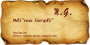 Mónus Gergő névjegykártya